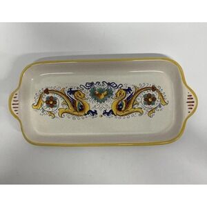 Deruta Italy Ceramic Serving Tray Raffaellesco Dragon 10" Long x 4" Wide